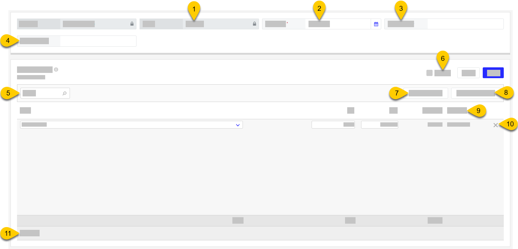 A labeled overview of the Add Purchases utility.